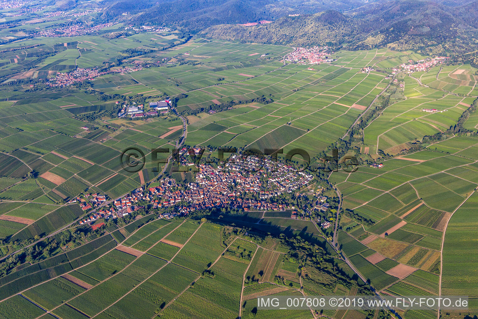 Luftaufnahme von Ilbesheim bei Landau in der Pfalz im Bundesland Rheinland-Pfalz, Deutschland