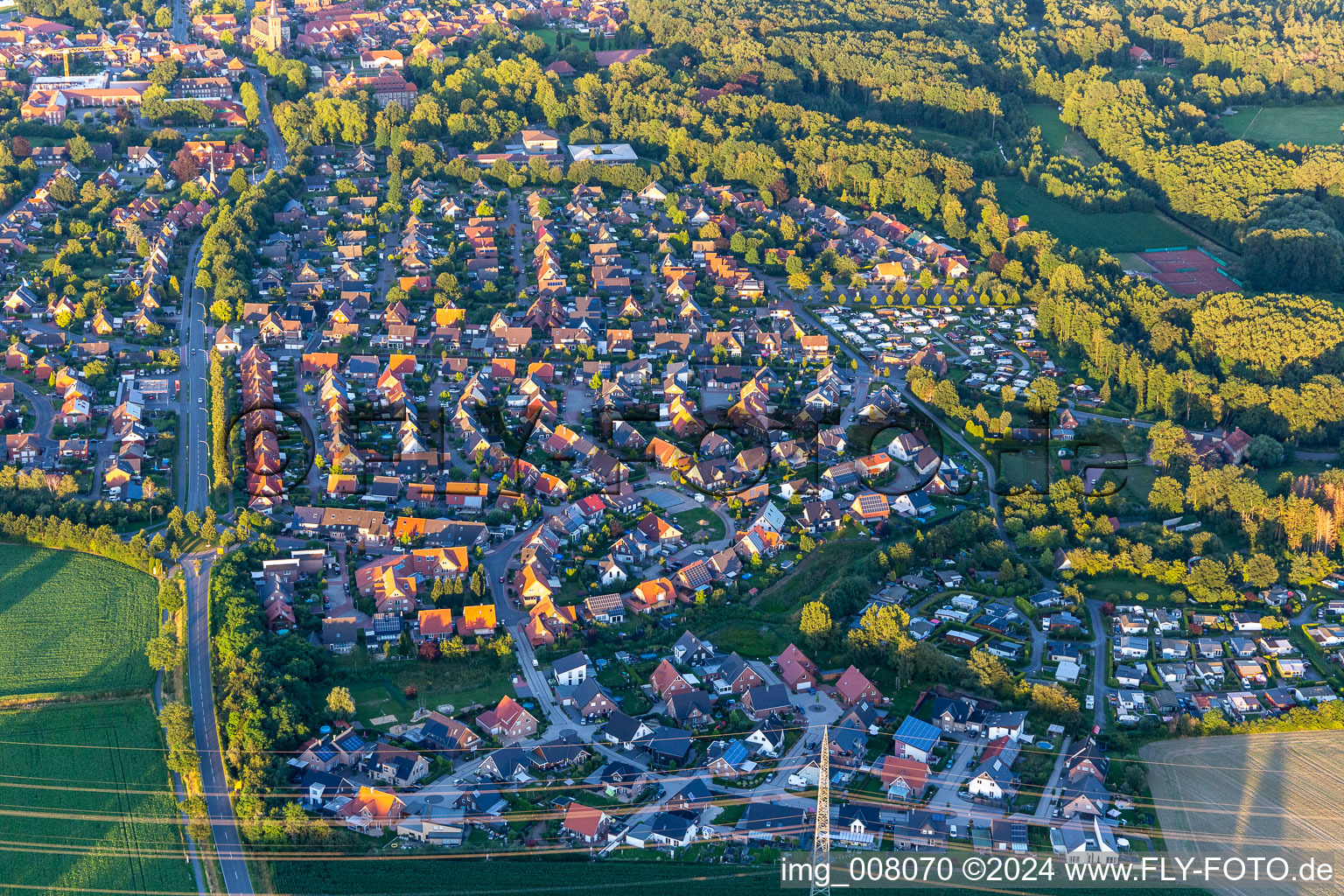 Schrägluftbild von Velen im Bundesland Nordrhein-Westfalen, Deutschland