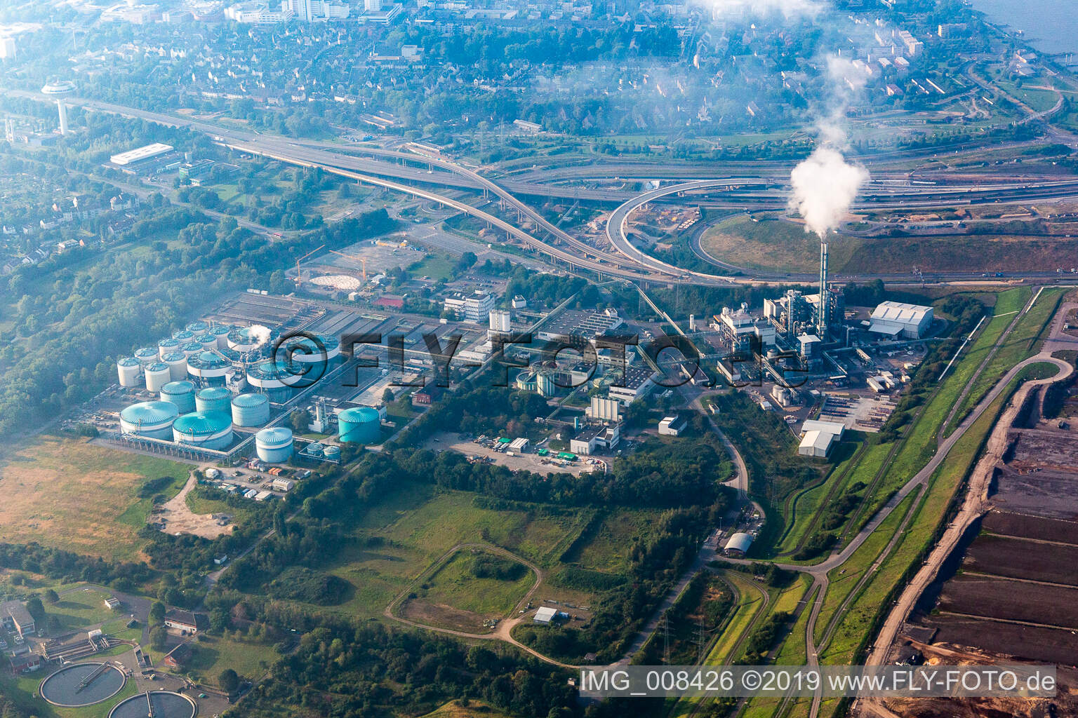 Luftbild von Entsorgungszentrum am Alten Bürriger Deich in Leverkusen im Bundesland Nordrhein-Westfalen, Deutschland