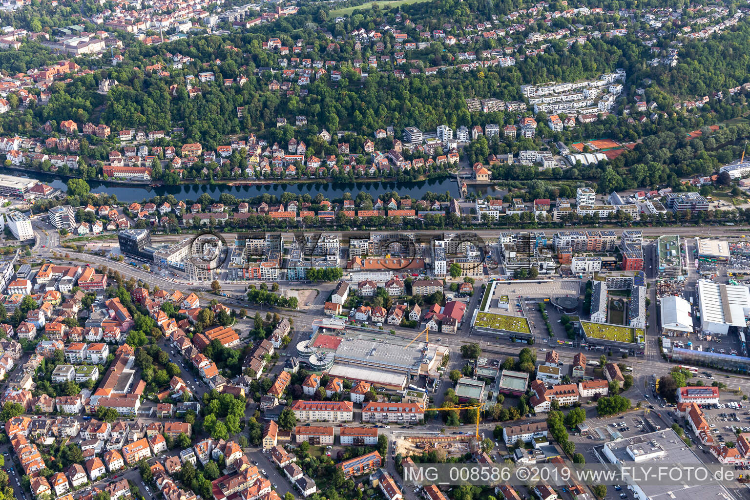 Luftbild von Schaffhausenstraße, Eisenbahnstraße in Tübingen im Bundesland Baden-Württemberg, Deutschland