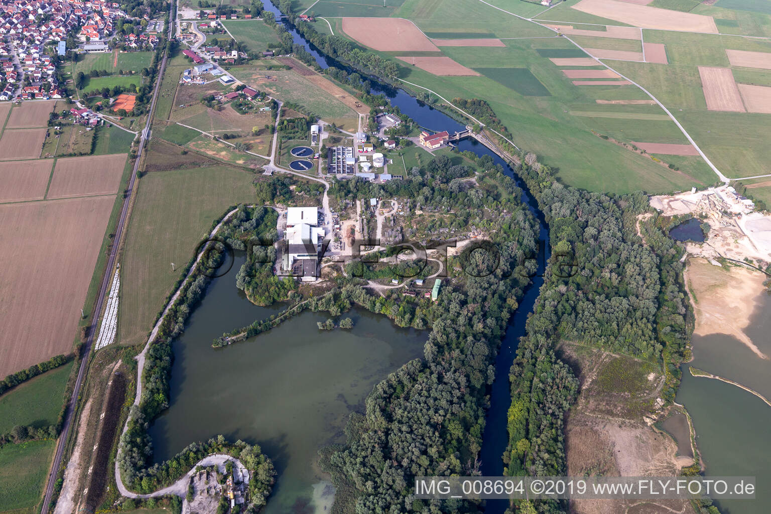 Luftbild von Kläranlage Kiebingen in Rottenburg am Neckar im Bundesland Baden-Württemberg, Deutschland