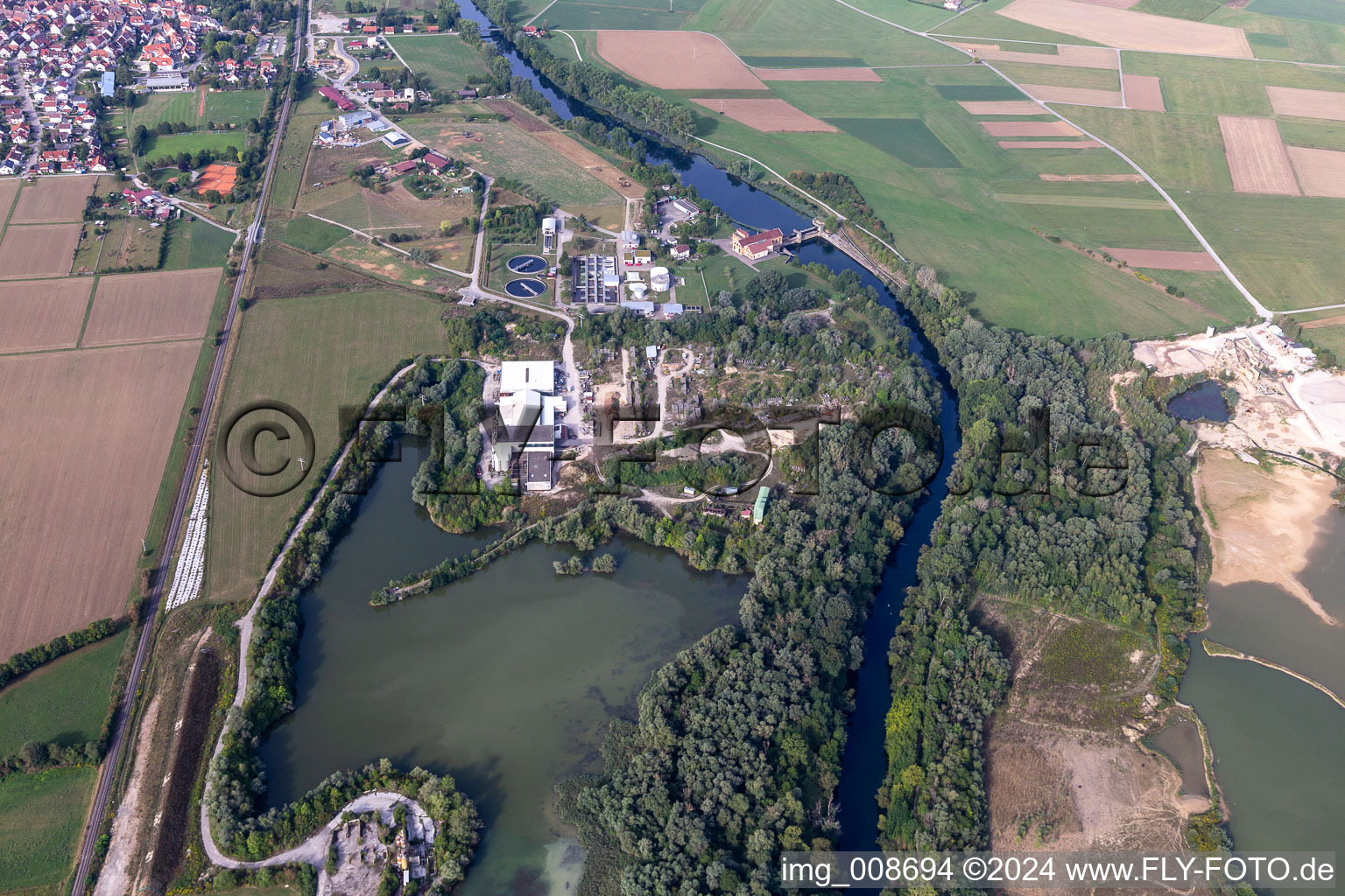 Luftbild von Kläranlage Kiebingen in Rottenburg am Neckar im Bundesland Baden-Württemberg, Deutschland