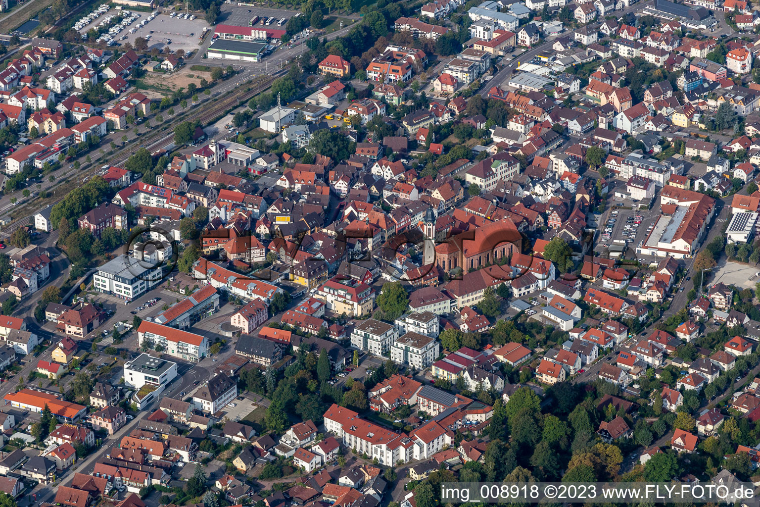 Stadtansicht vom Innenstadtbereich in Oberkirch im Ortsteil Gaisbach im Bundesland Baden-Württemberg, Deutschland