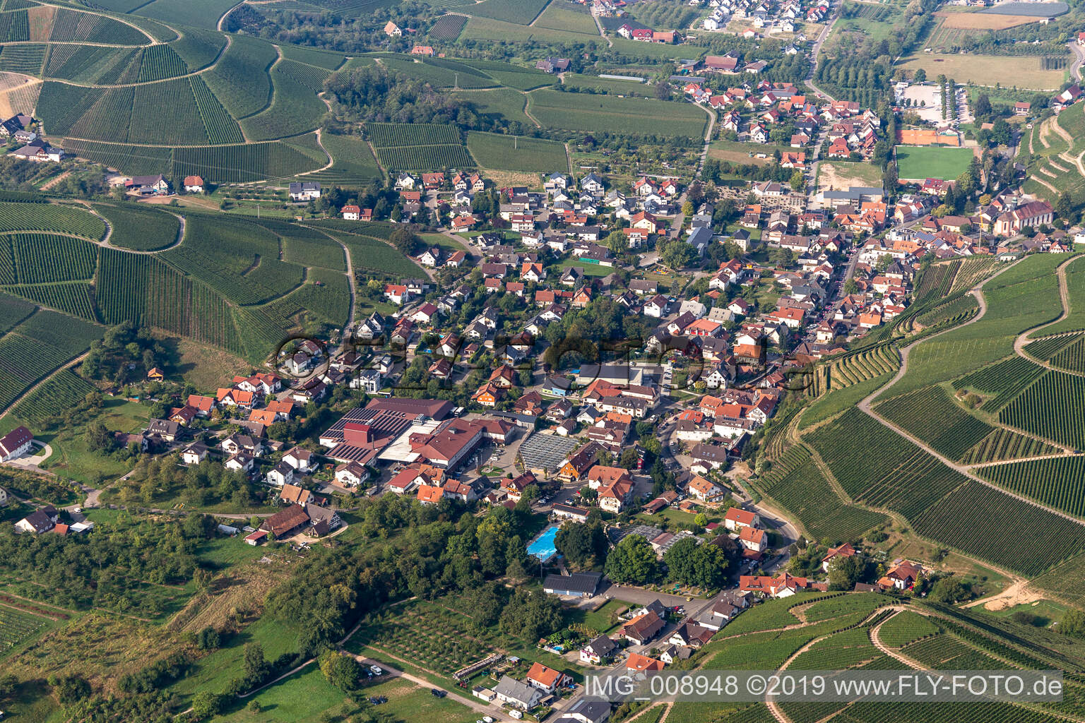 Luftaufnahme von Durbach im Bundesland Baden-Württemberg, Deutschland