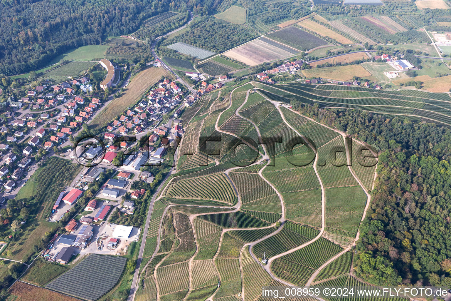 Luftbild von Ortsteil Unterweiler in Durbach im Bundesland Baden-Württemberg, Deutschland