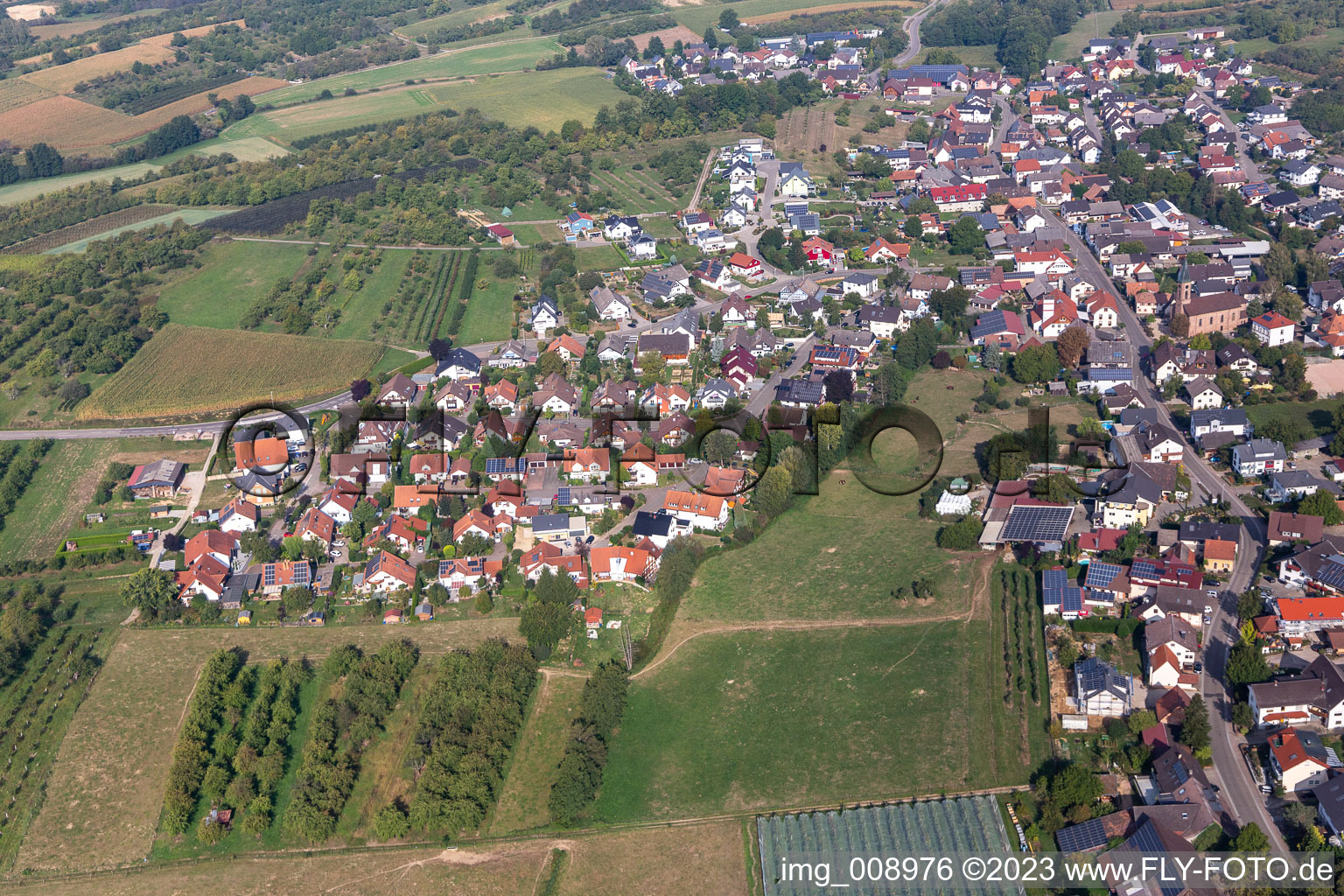 Ortsteil Nesselried in Appenweier im Bundesland Baden-Württemberg, Deutschland von oben