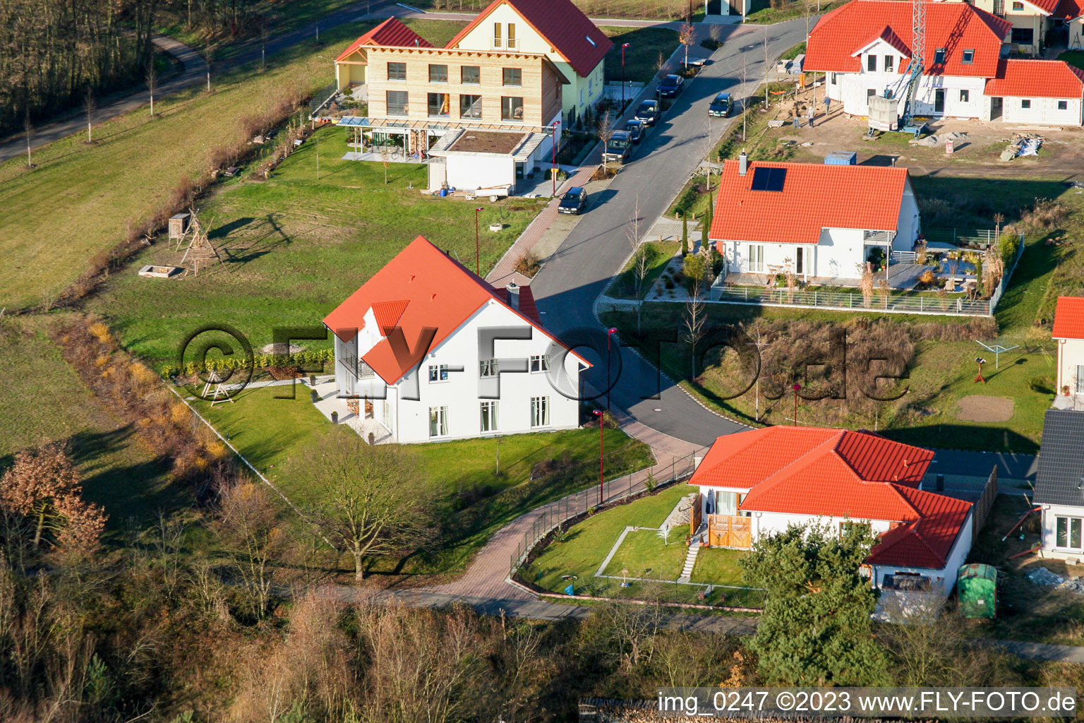 Rheinzabern Neubaugebiet An den Tongruben im Bundesland Rheinland-Pfalz, Deutschland aus der Luft betrachtet