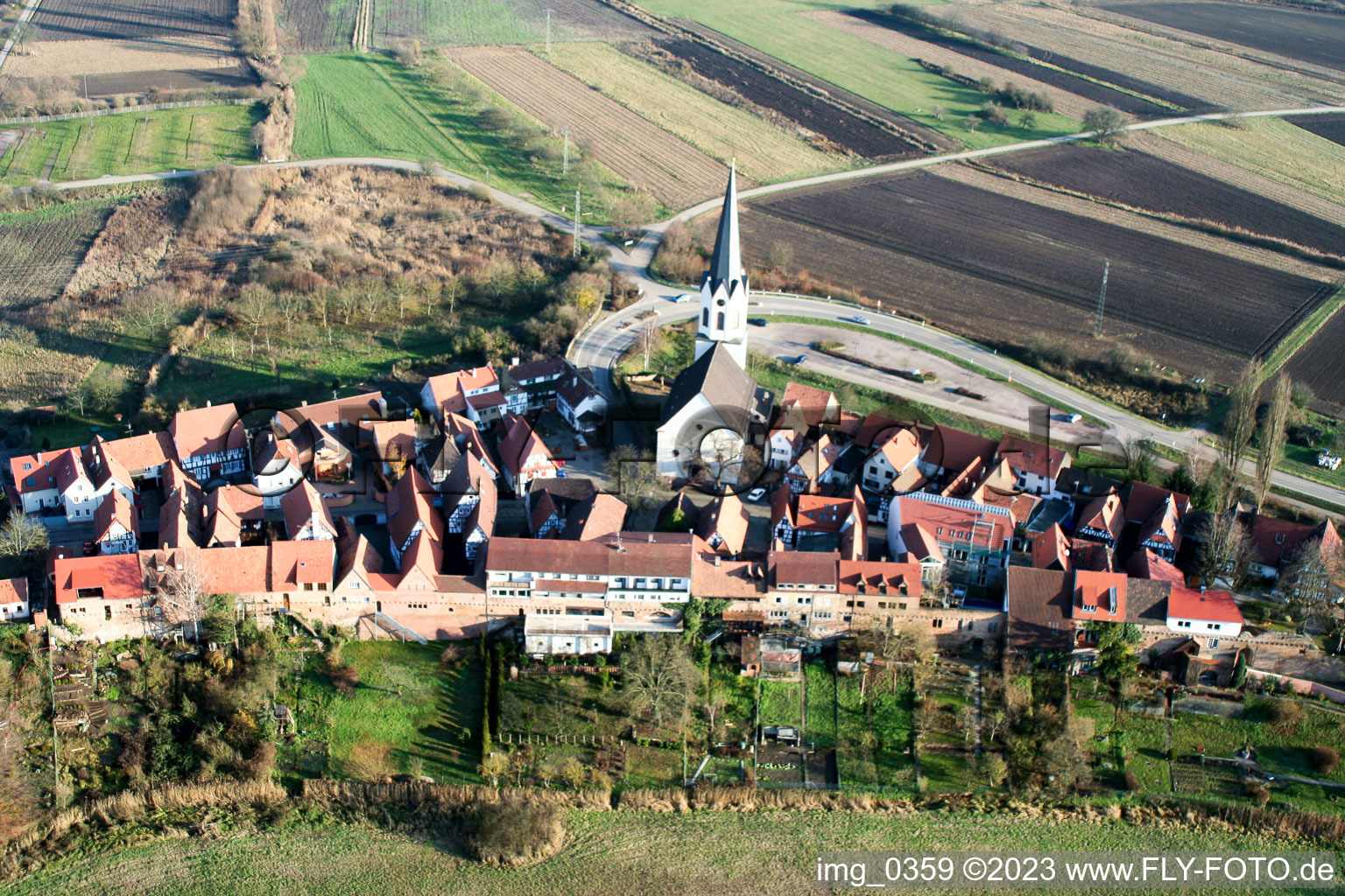 Drohnenbild von Jockgrim Ludwigstr im Bundesland Rheinland-Pfalz, Deutschland