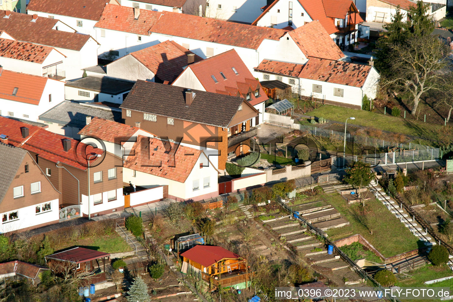 Jockgrim Bahnhofstr im Bundesland Rheinland-Pfalz, Deutschland aus der Vogelperspektive