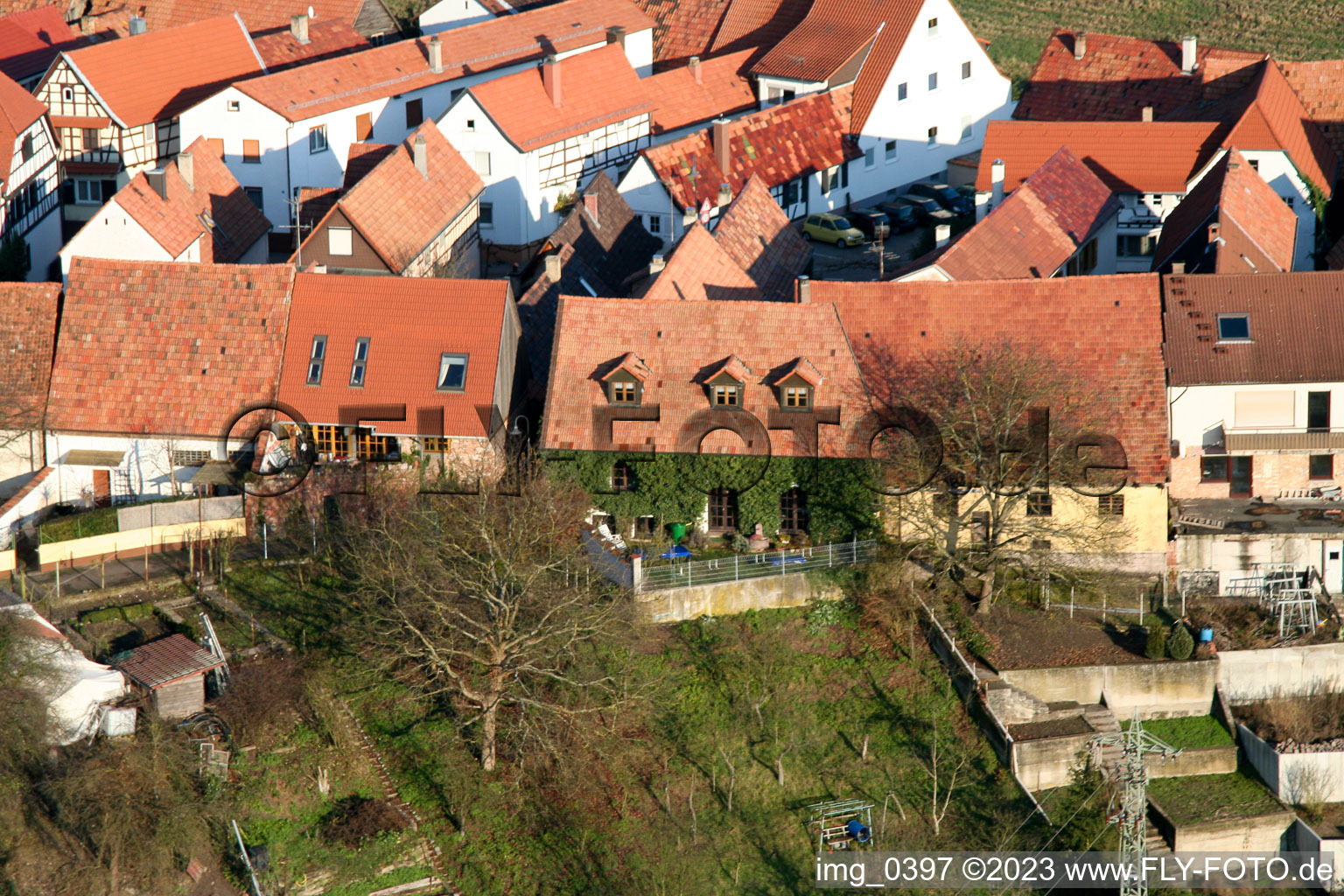 Jockgrim Bahnhofstr im Bundesland Rheinland-Pfalz, Deutschland aus der Luft betrachtet