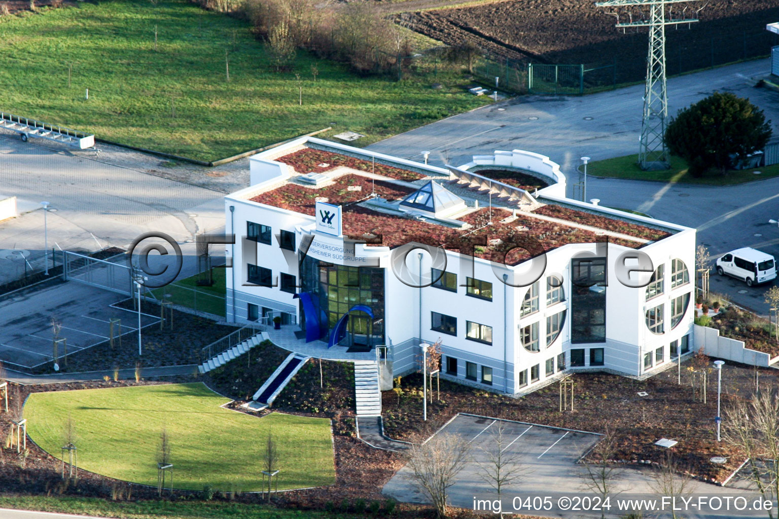Verwaltungsgebäude der staatlichen Behörde Zweckverband für Wasserversorgung Germersheimer Südgruppe Kö.d.ö.R. in Jockgrim im Bundesland Rheinland-Pfalz, Deutschland
