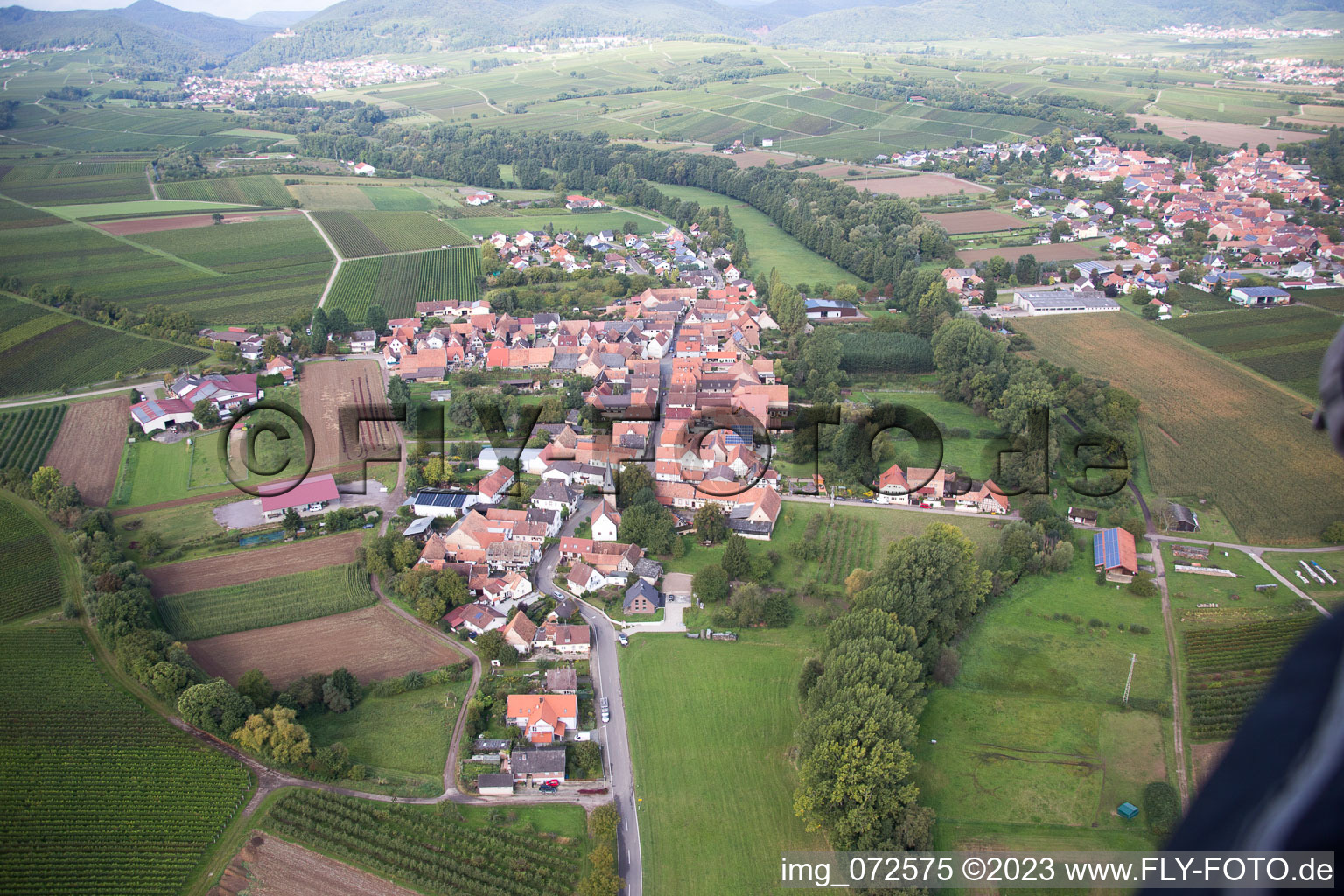 Ortsteil Klingen in Heuchelheim-Klingen im Bundesland Rheinland-Pfalz, Deutschland von oben