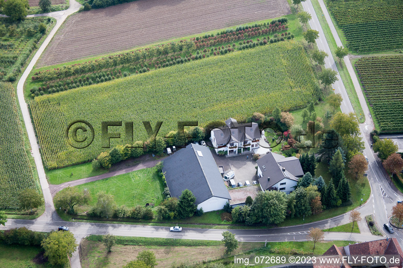 Ortsteil Heuchelheim in Heuchelheim-Klingen im Bundesland Rheinland-Pfalz, Deutschland aus der Luft betrachtet