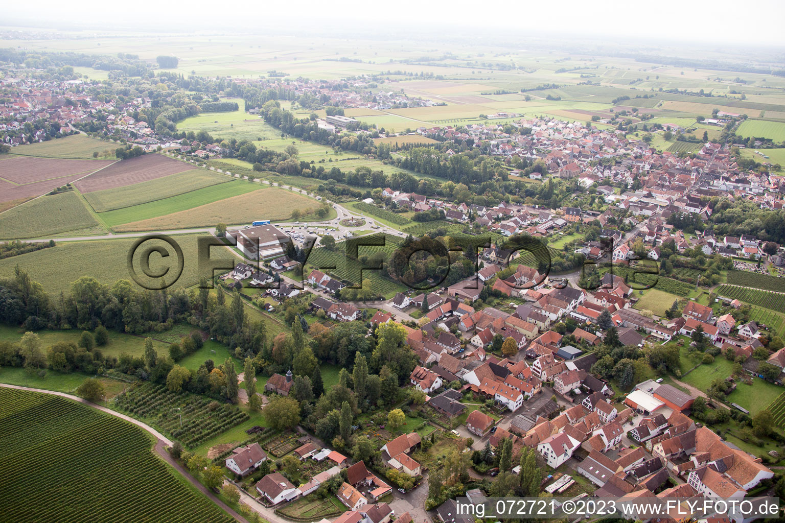Luftaufnahme von Ortsteil Appenhofen in Billigheim-Ingenheim im Bundesland Rheinland-Pfalz, Deutschland