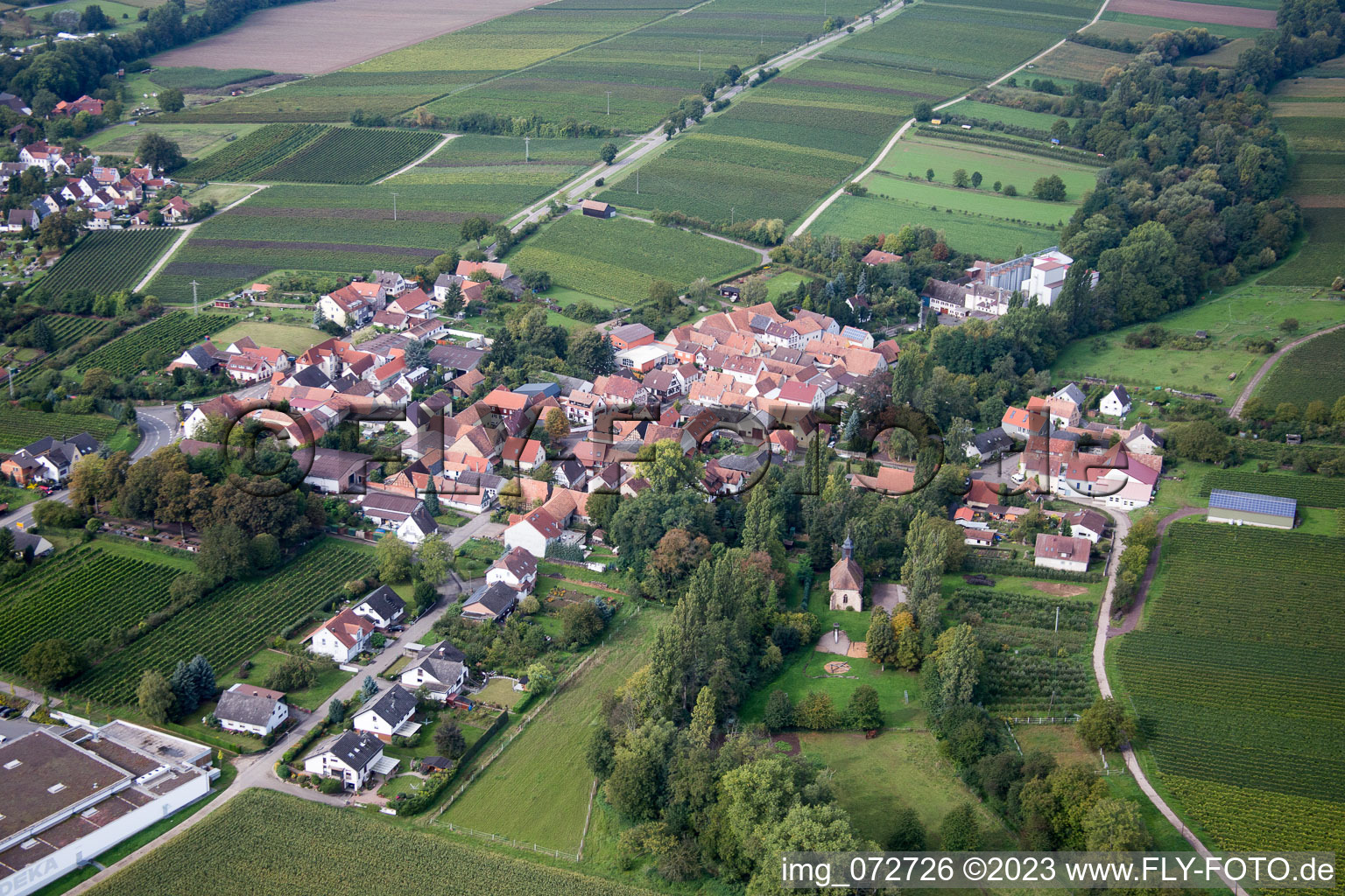Ortsteil Appenhofen in Billigheim-Ingenheim im Bundesland Rheinland-Pfalz, Deutschland von oben gesehen