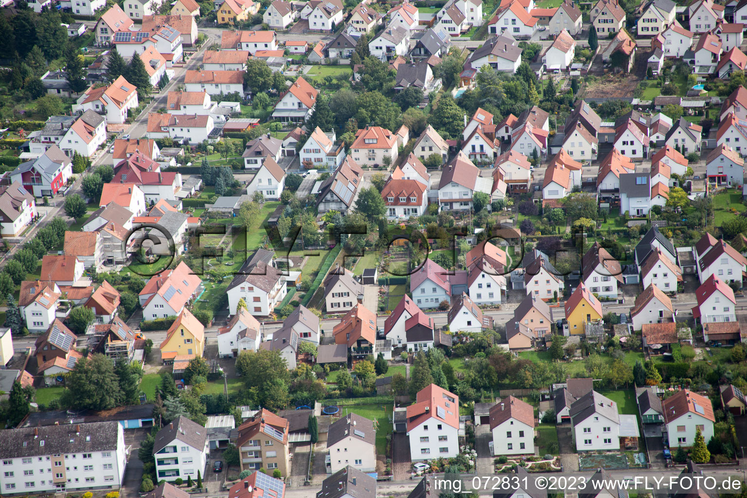 Schrägluftbild von Kandel, Siedlung im Bundesland Rheinland-Pfalz, Deutschland