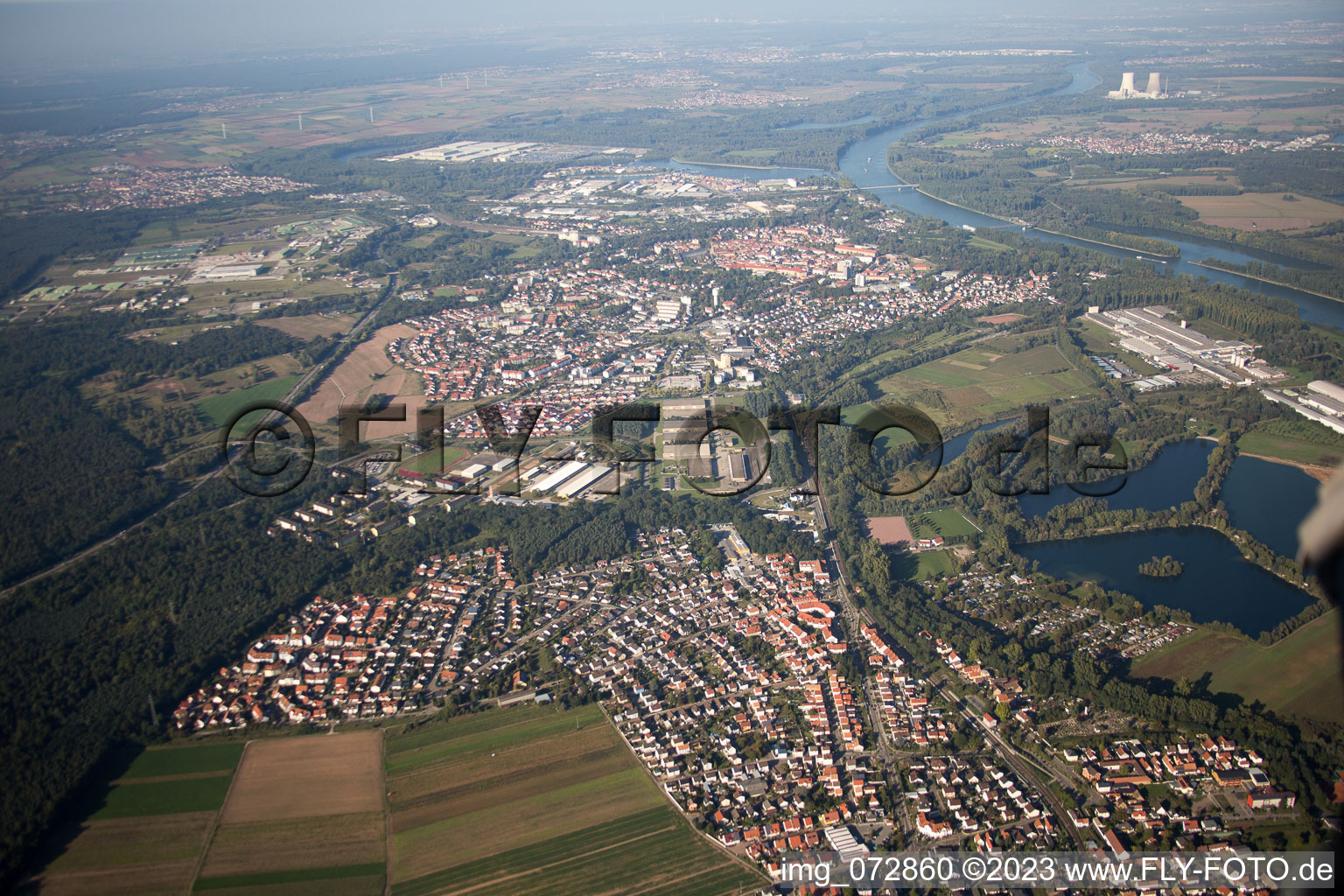 Luftbild von Ortsteil Sondernheim in Germersheim im Bundesland Rheinland-Pfalz, Deutschland