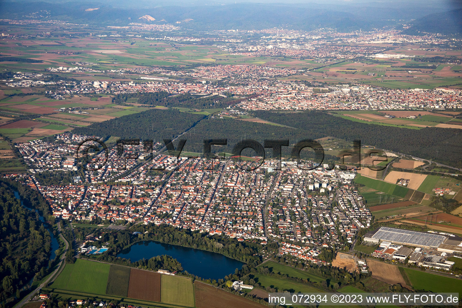 Luftbild von Ketsch im Bundesland Baden-Württemberg, Deutschland
