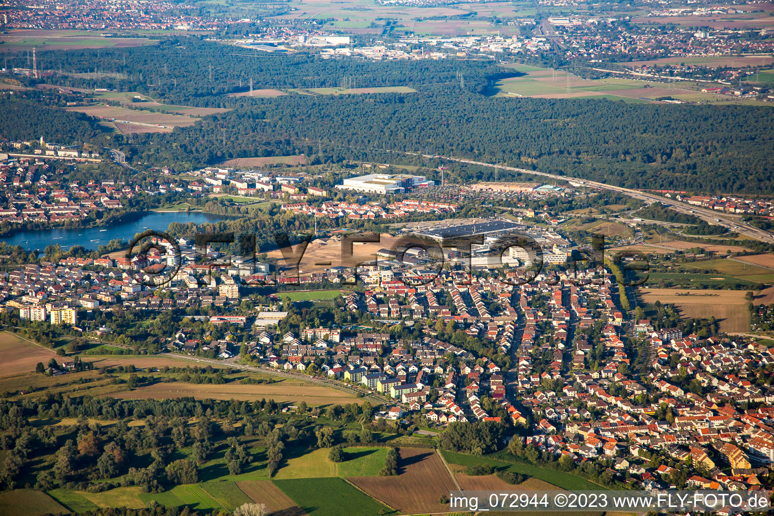 Luftbild von Brühl, Gewerbegebiet Schütte-Lanz-Park im Bundesland Baden-Württemberg, Deutschland