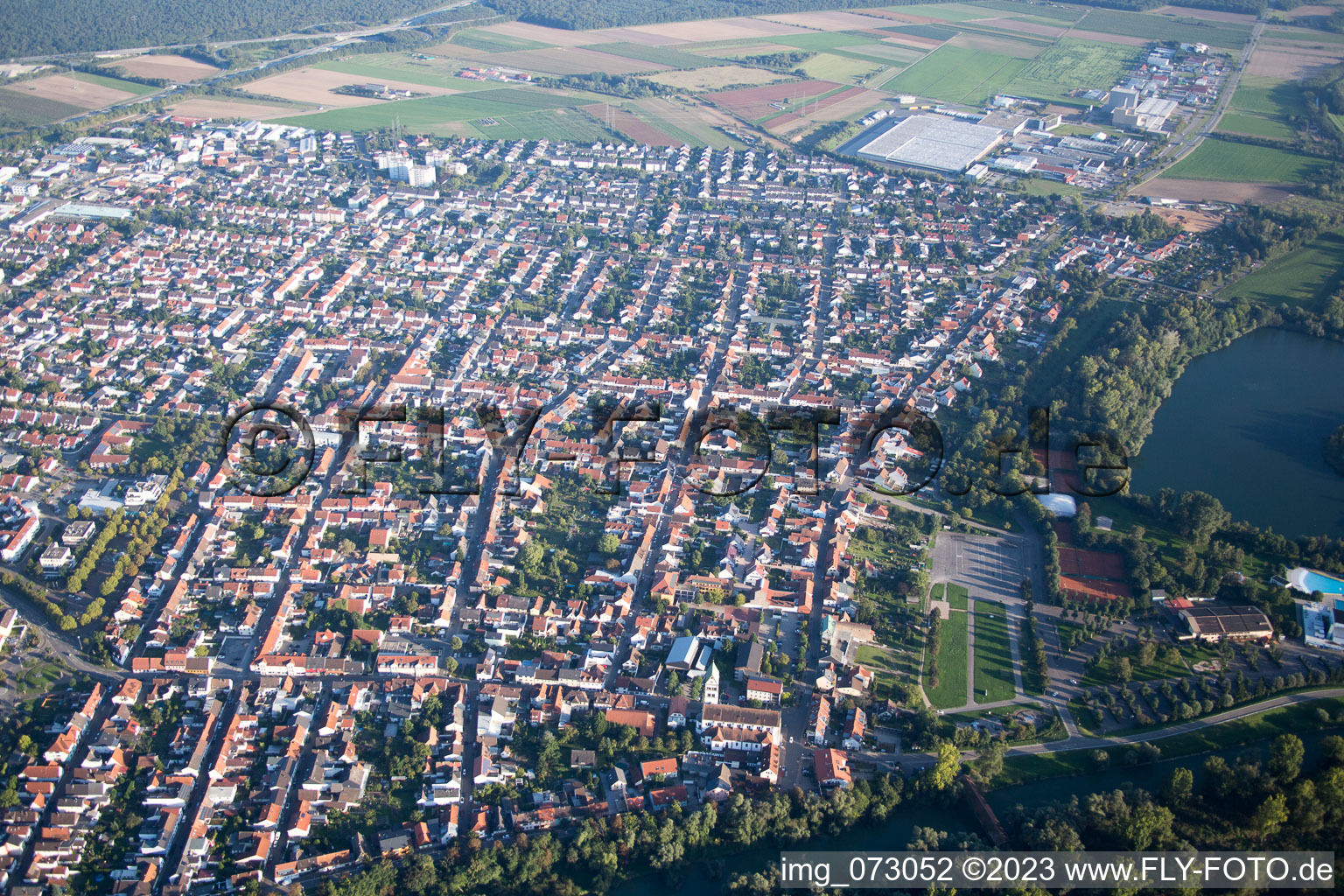 Drohnenbild von Ketsch im Bundesland Baden-Württemberg, Deutschland