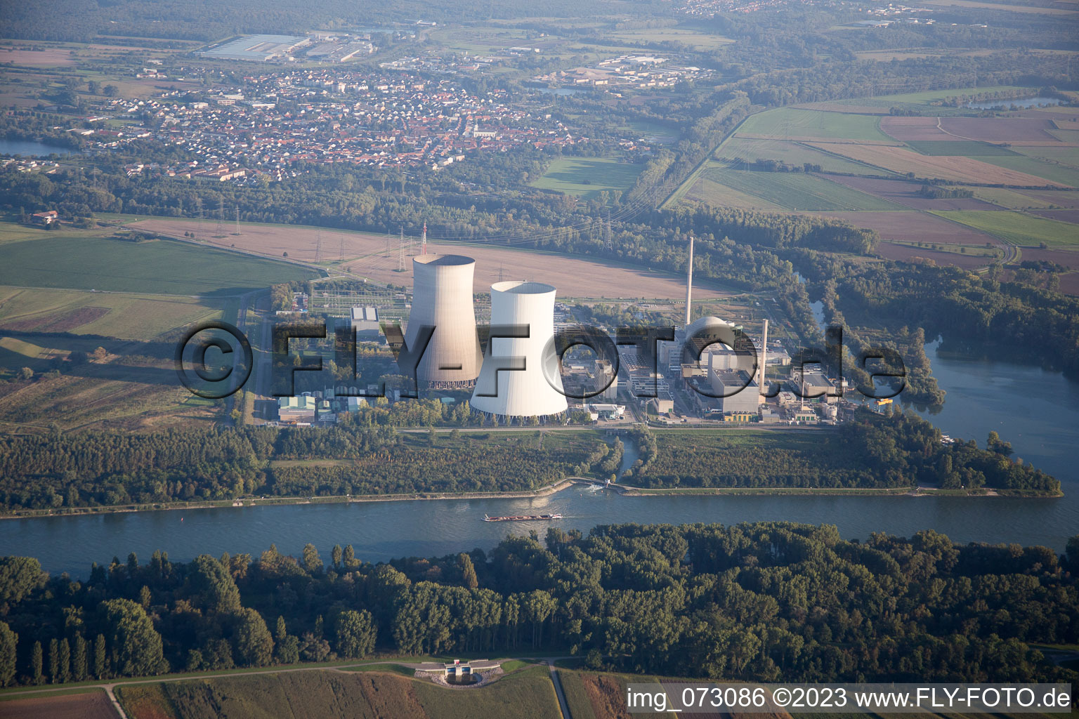 Luftaufnahme von Philippsburg im Bundesland Baden-Württemberg, Deutschland