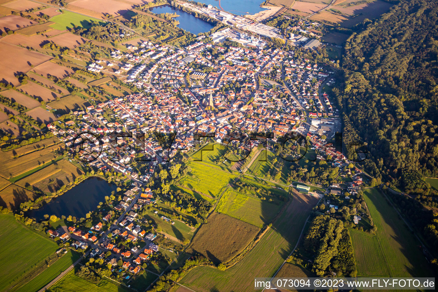 Luftbild von Von Nordwesten im Ortsteil Rheinsheim in Philippsburg im Bundesland Baden-Württemberg, Deutschland