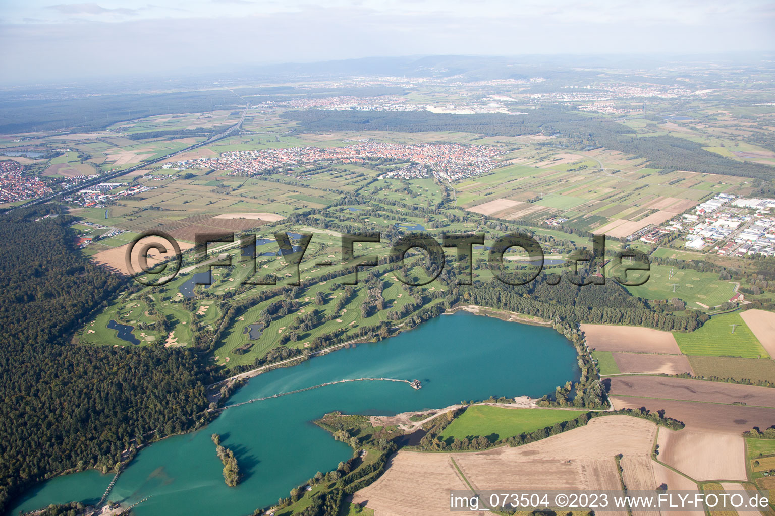 Luftbild von Golfclub am Lußhardtsee im Ortsteil Rot in St. Leon-Rot im Bundesland Baden-Württemberg, Deutschland