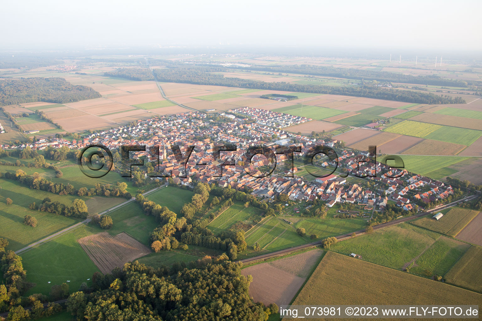 Luftbild von Steinweiler von Nordwesten im Bundesland Rheinland-Pfalz, Deutschland