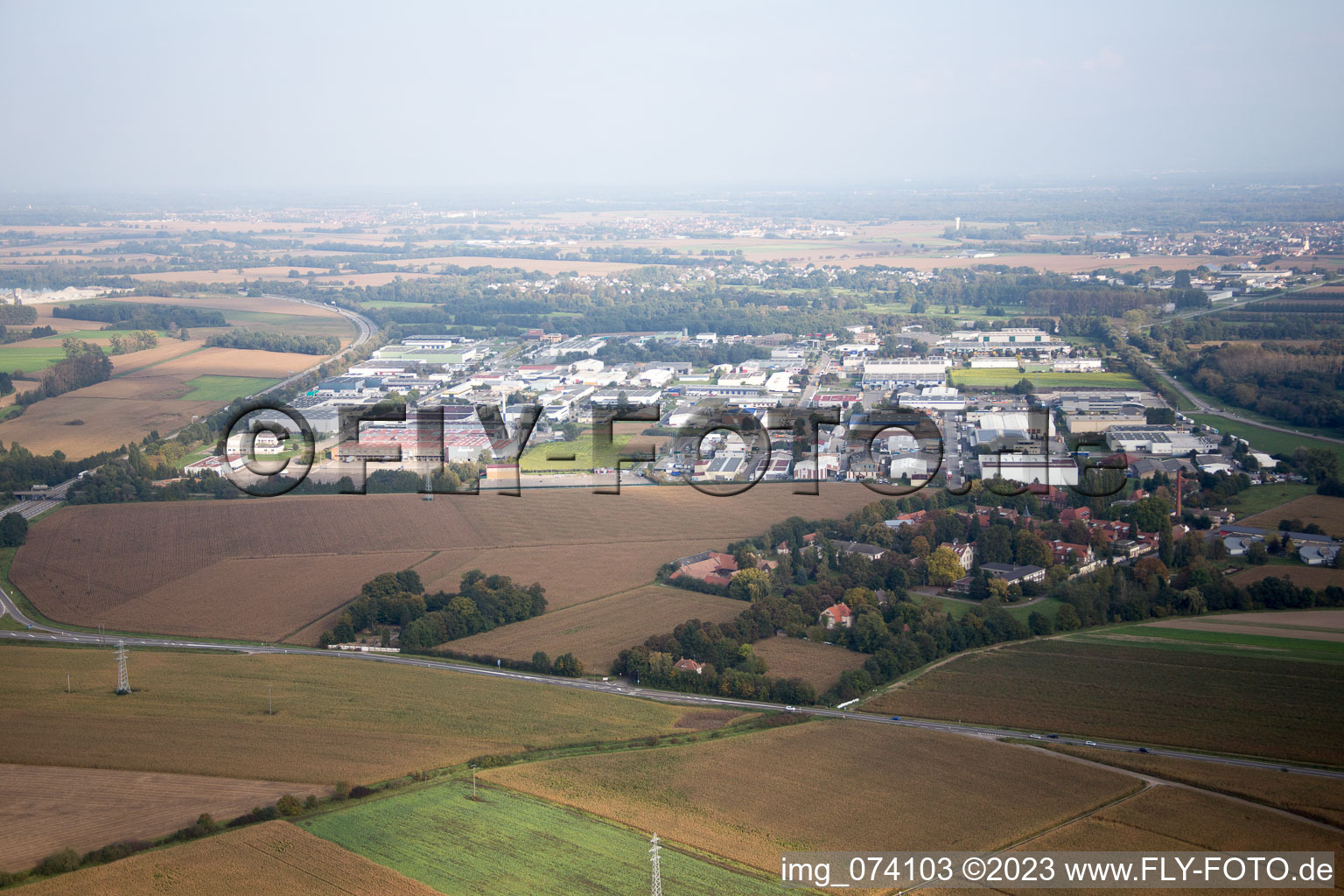 Luftbild von Reichstett, Gewerbegebiet im Bundesland Bas-Rhin, Frankreich