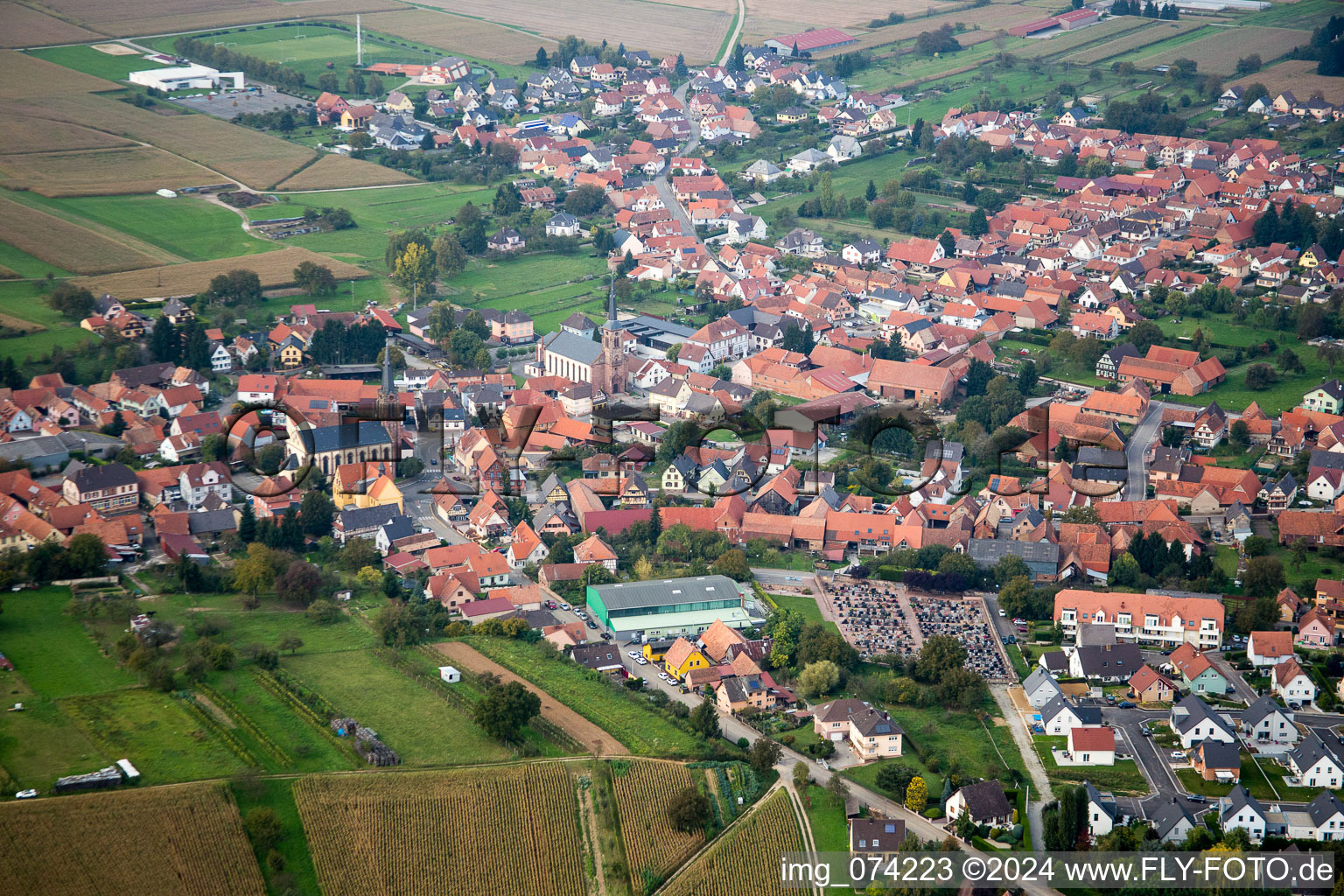 Dorf - Ansicht in Weitbruch in Grand Est im Bundesland Bas-Rhin, Frankreich