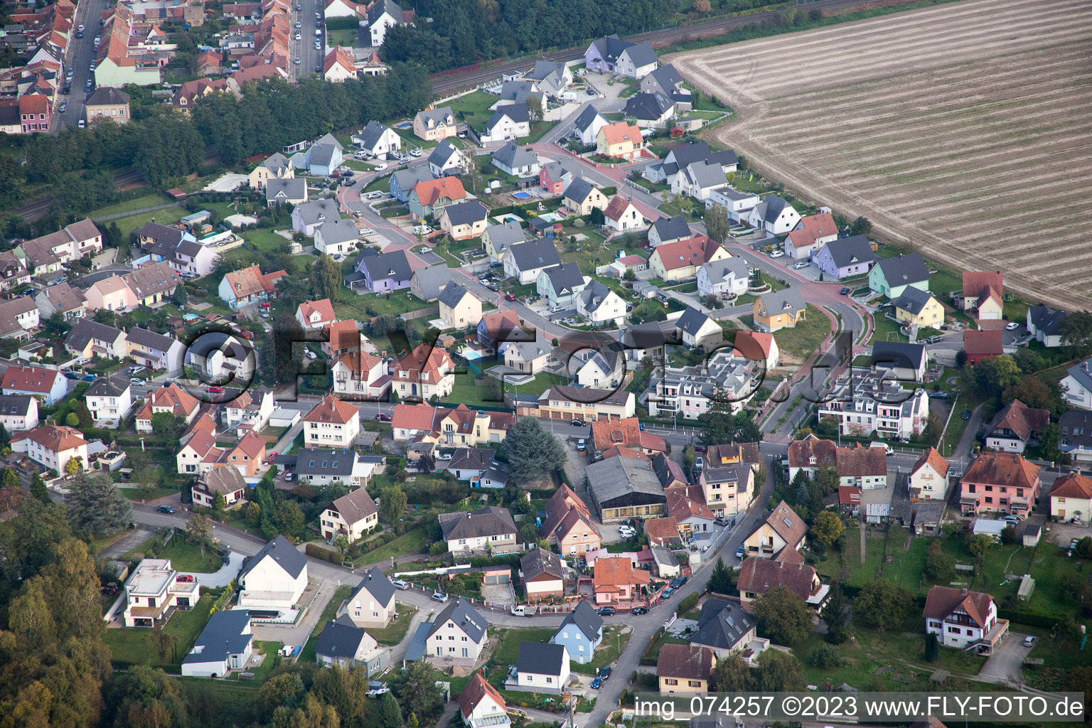 Bischwiller im Bundesland Bas-Rhin, Frankreich aus der Luft betrachtet