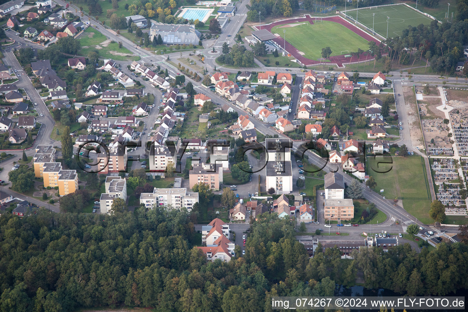 Bischwiller im Bundesland Bas-Rhin, Frankreich von oben