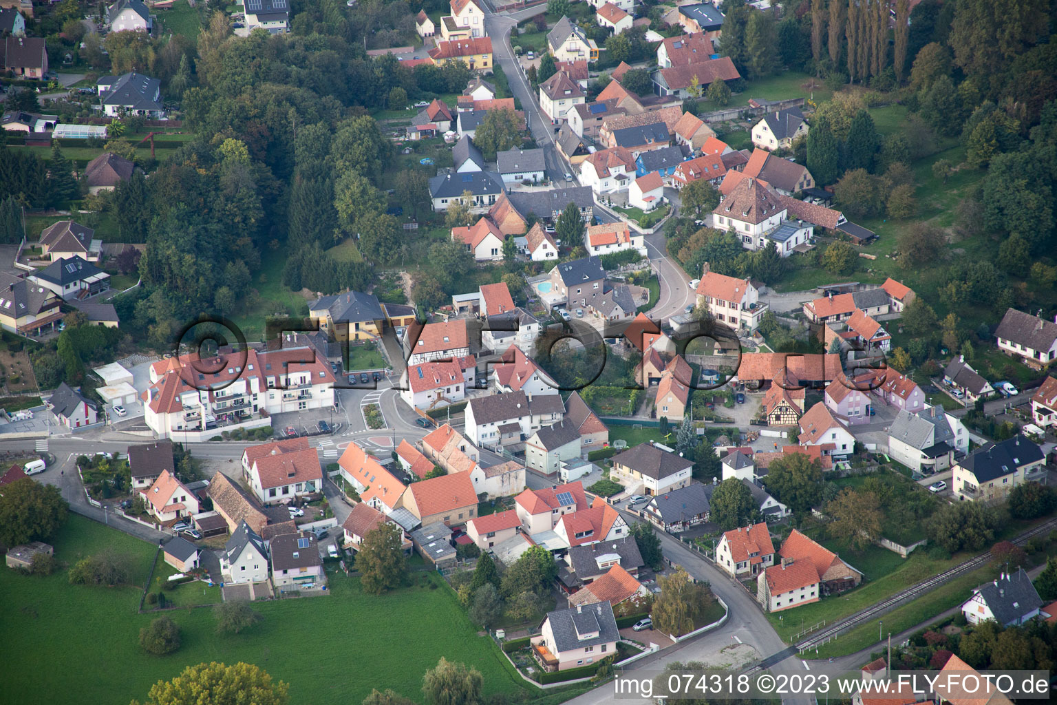 Luftbild von Schirrhoffen im Bundesland Bas-Rhin, Frankreich