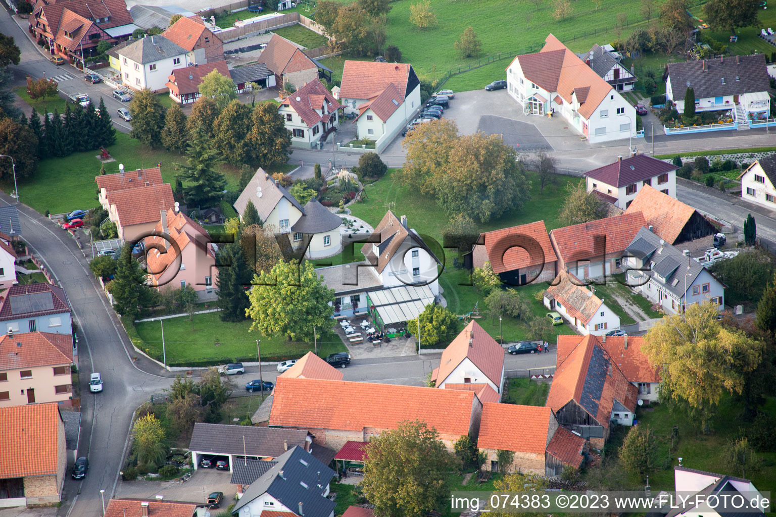 Neuhaeusel im Bundesland Bas-Rhin, Frankreich aus der Luft betrachtet