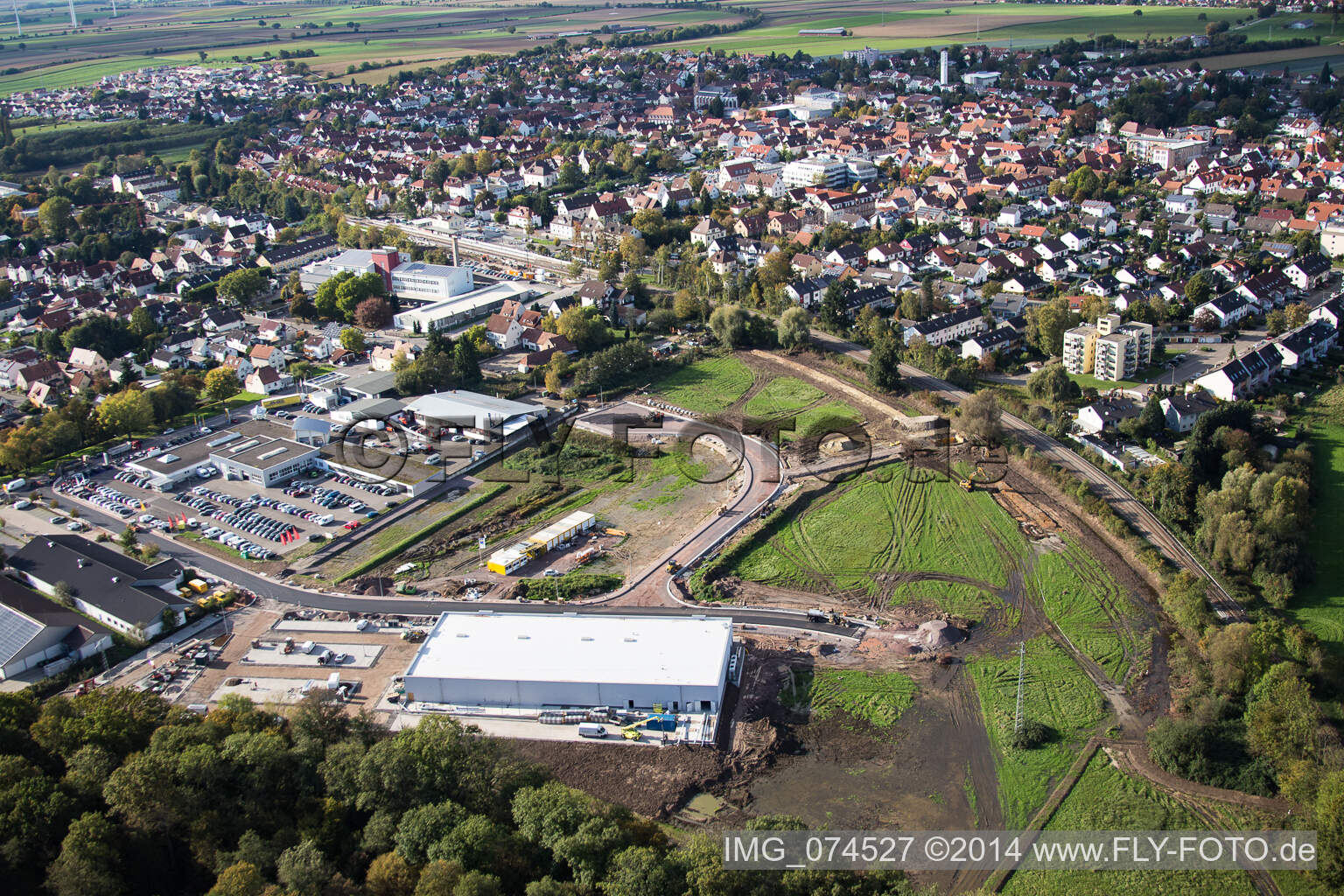 Luftaufnahme von Kandel, EDEKA Neubau im Bundesland Rheinland-Pfalz, Deutschland