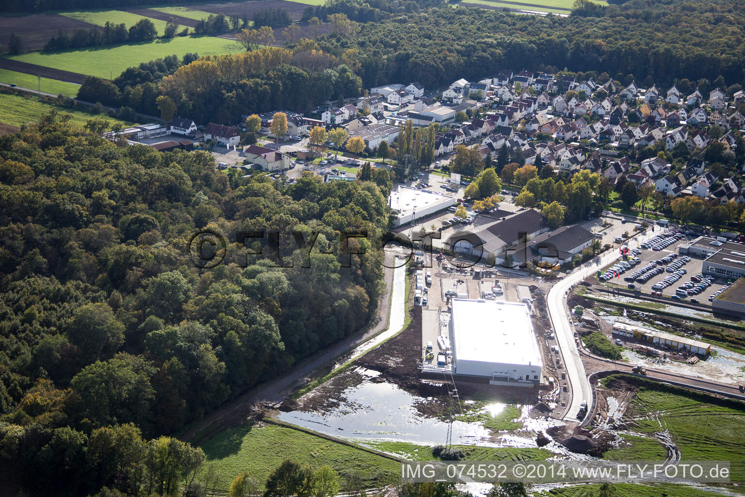 Kandel, EDEKA Neubau im Bundesland Rheinland-Pfalz, Deutschland aus der Luft