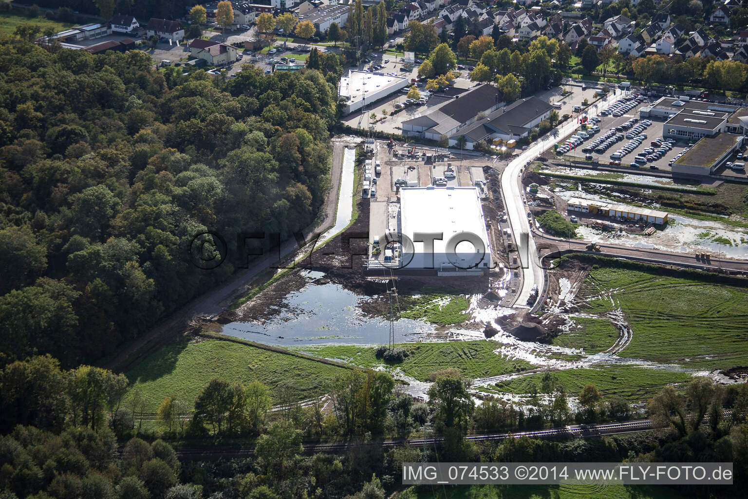 Kandel, EDEKA Neubau im Bundesland Rheinland-Pfalz, Deutschland von oben gesehen