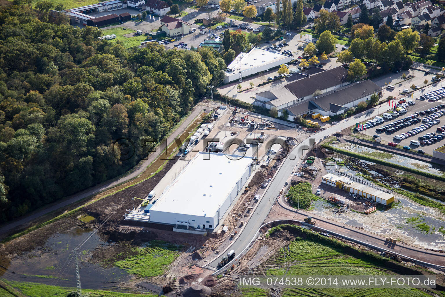 Kandel, EDEKA Neubau im Bundesland Rheinland-Pfalz, Deutschland aus der Luft betrachtet