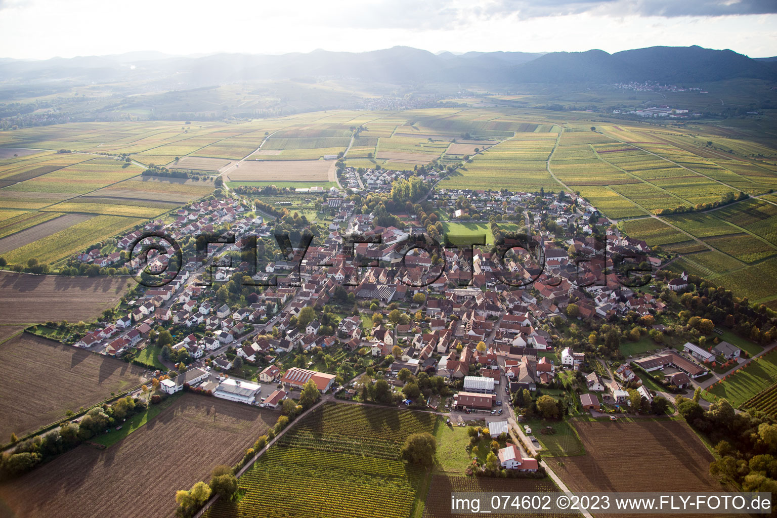 Luftaufnahme von Ortsteil Mörzheim in Landau in der Pfalz im Bundesland Rheinland-Pfalz, Deutschland