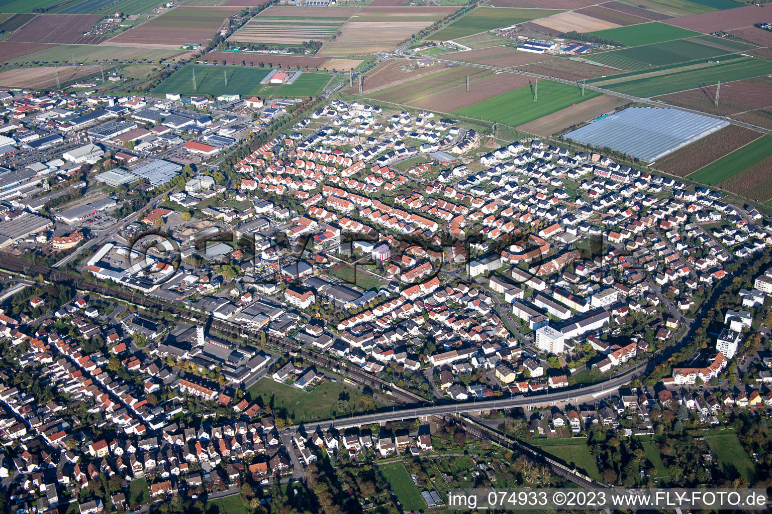 Luftbild von Lampertheim im Bundesland Hessen, Deutschland