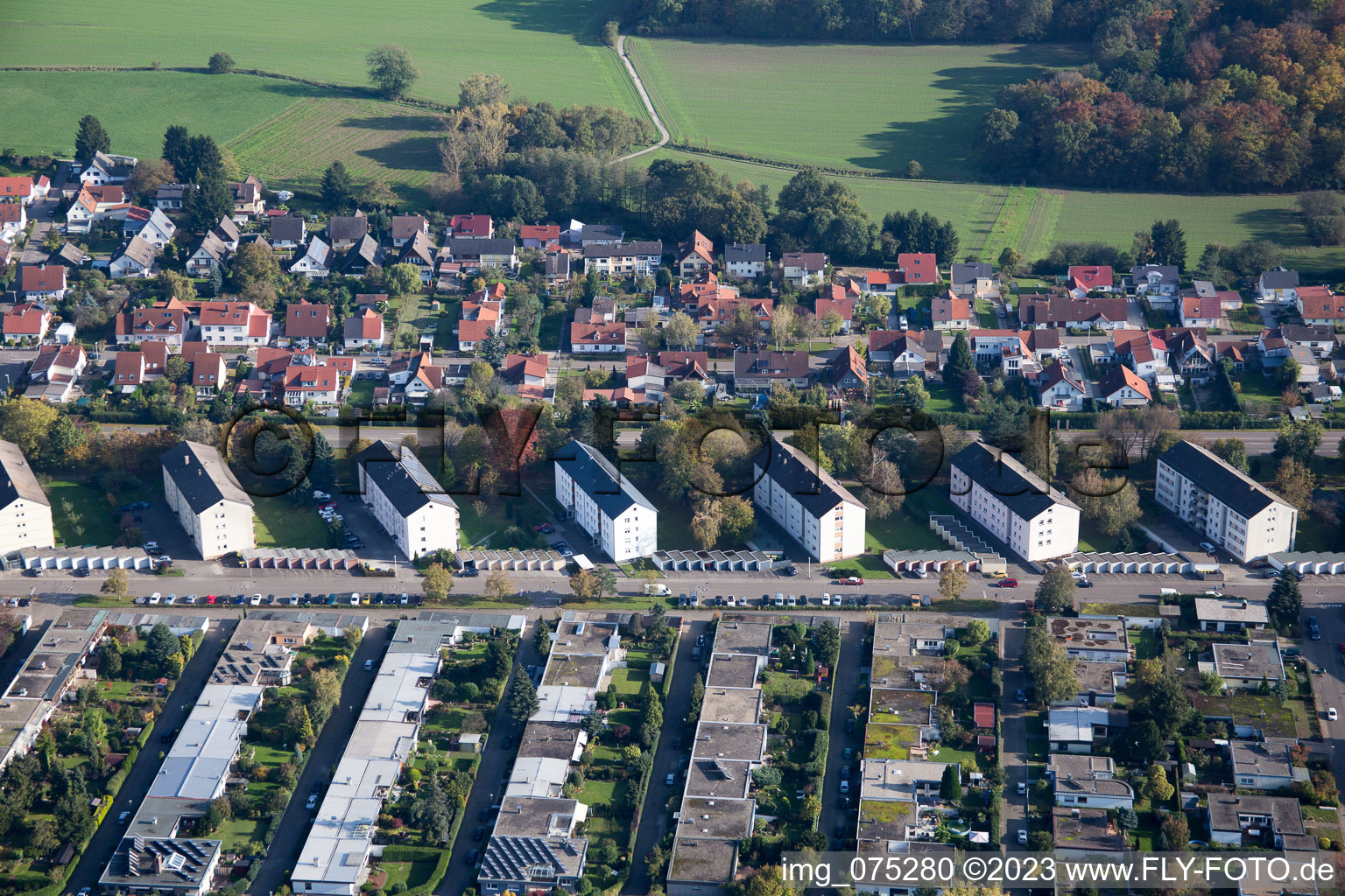 Luftbild von Neckarstr in Rastatt im Bundesland Baden-Württemberg, Deutschland