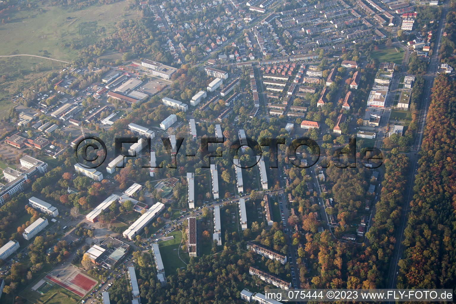 Luftbild von Ortsteil Nordstadt in Karlsruhe im Bundesland Baden-Württemberg, Deutschland