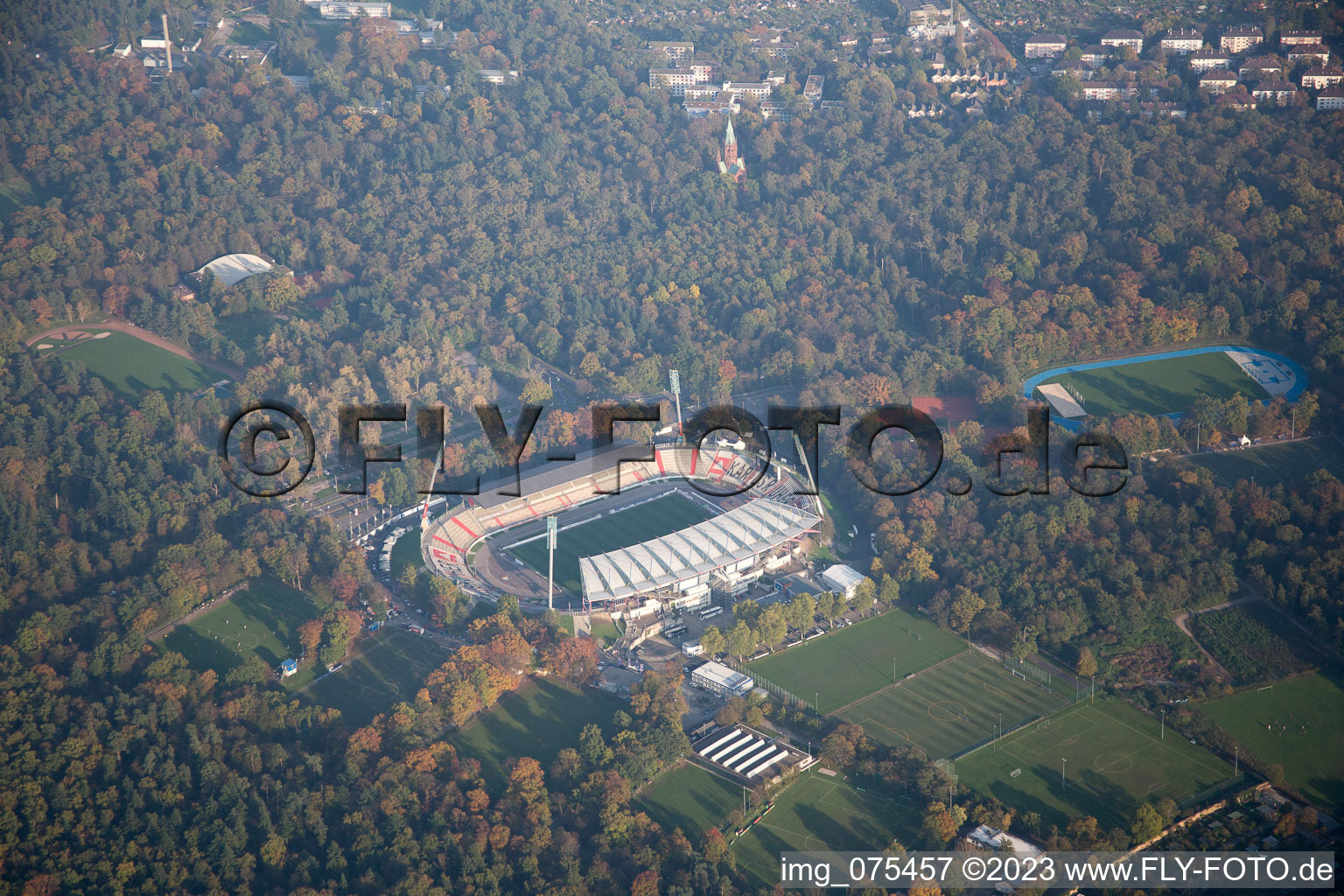 Luftbild von Karlsruhe, Stadion im Ortsteil Innenstadt-Ost im Bundesland Baden-Württemberg, Deutschland