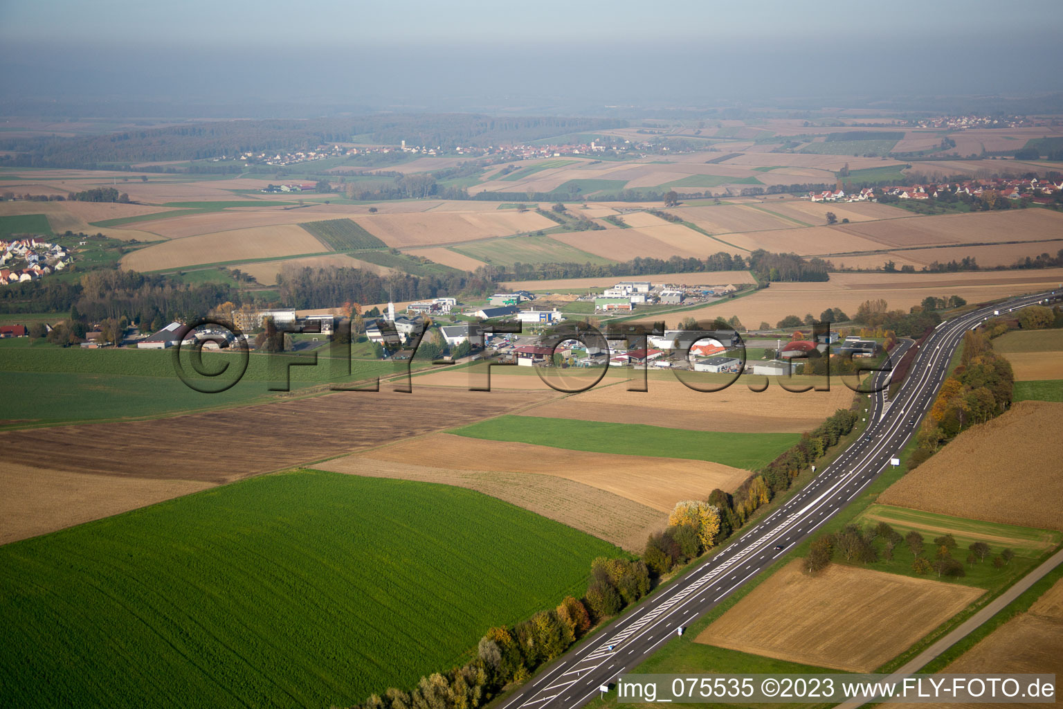 Luftbild von Reimerswiller im Bundesland Bas-Rhin, Frankreich