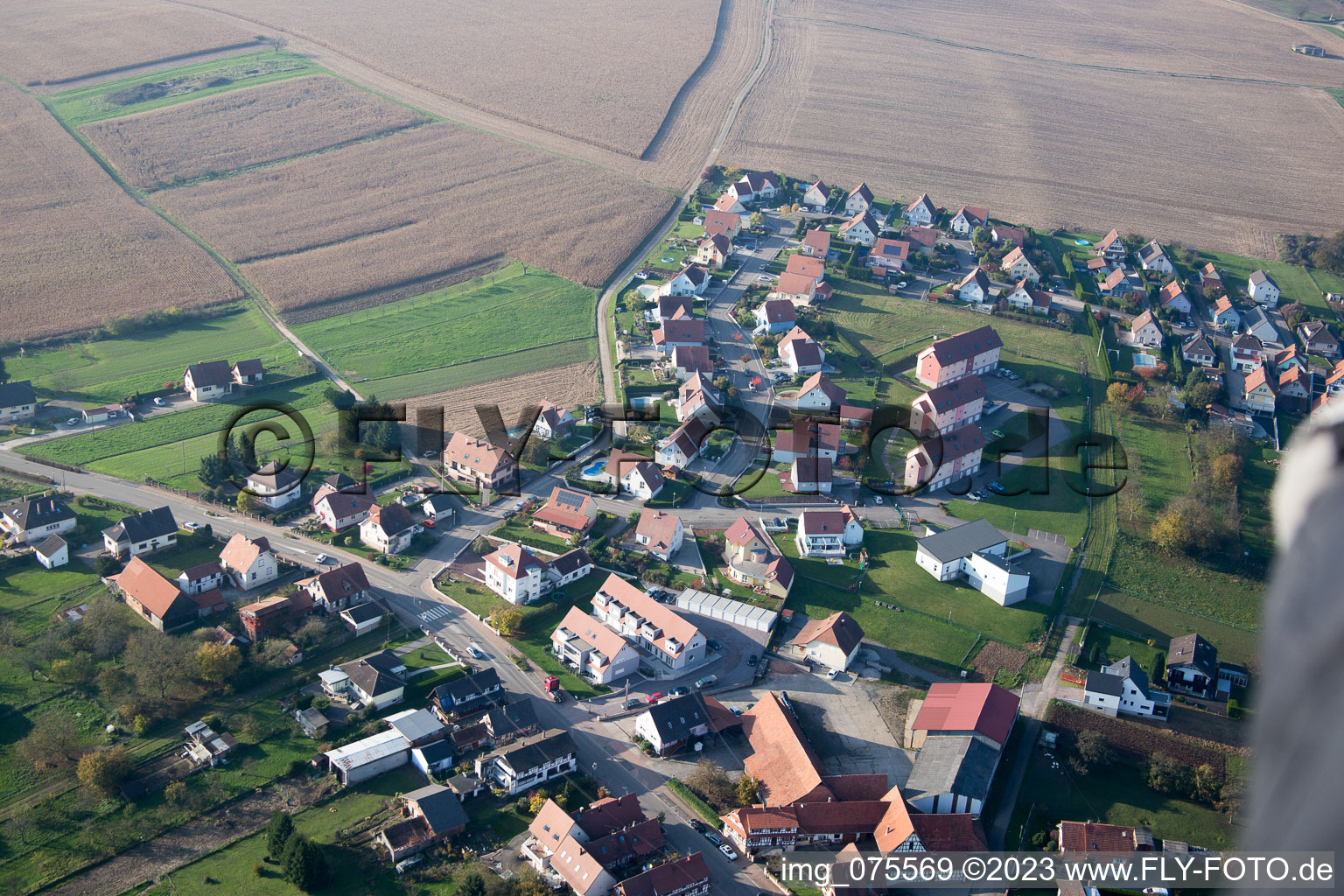 Soultz-sous-Forêts im Bundesland Bas-Rhin, Frankreich aus der Luft betrachtet