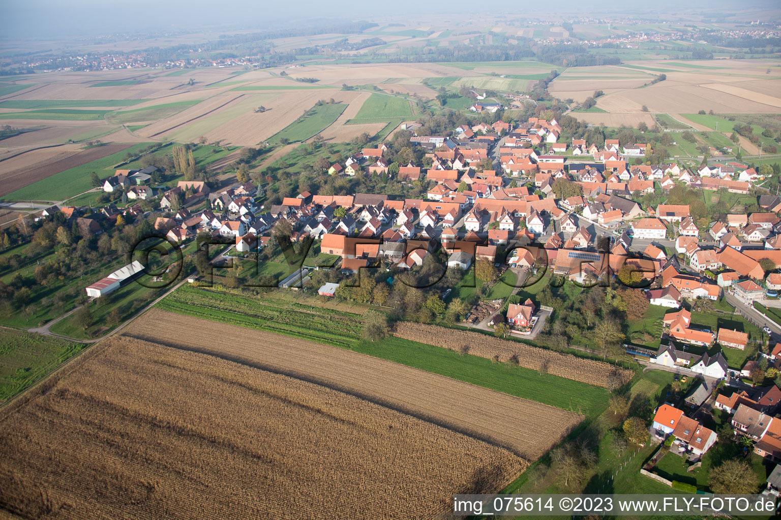 Luftbild von Rittershoffen im Bundesland Bas-Rhin, Frankreich