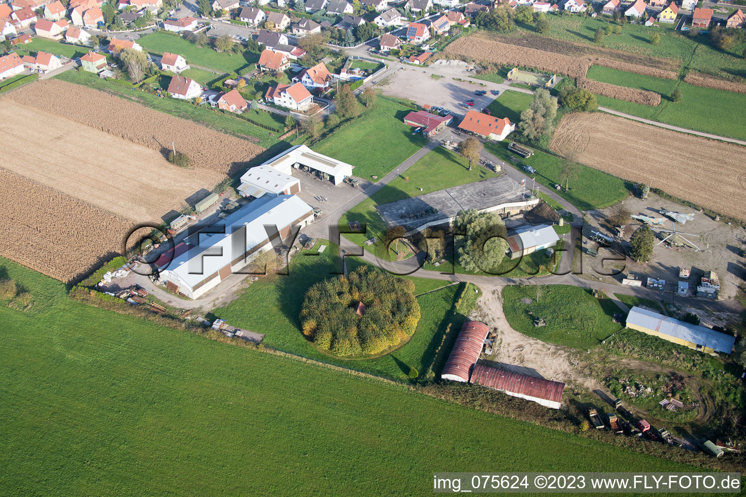Rittershoffen im Bundesland Bas-Rhin, Frankreich vom Flugzeug aus