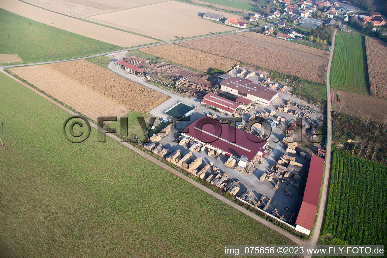 Luftbild von Niederrœdern im Bundesland Bas-Rhin, Frankreich