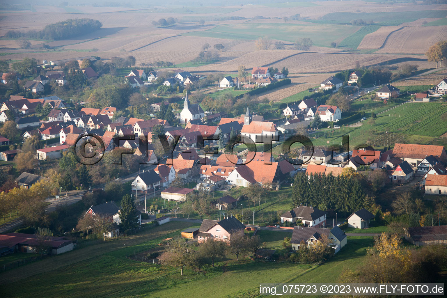 Luftaufnahme von Wintzenbach im Bundesland Bas-Rhin, Frankreich