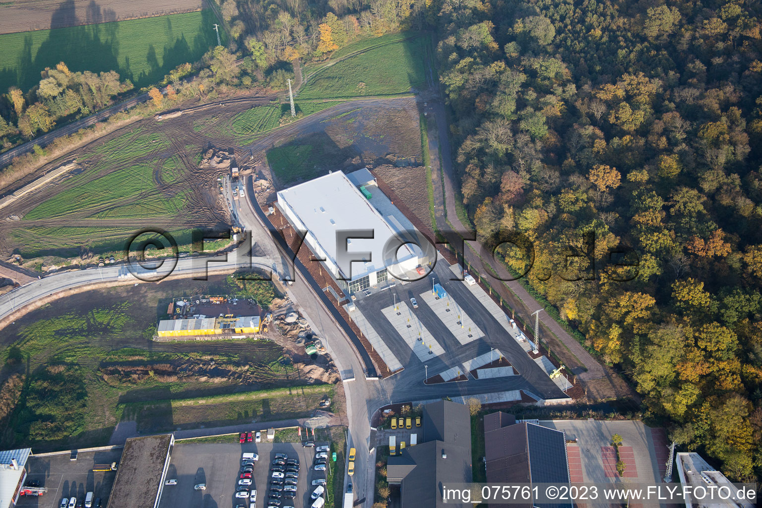 Kandel, Neuer EDEKA im Bundesland Rheinland-Pfalz, Deutschland aus der Luft betrachtet